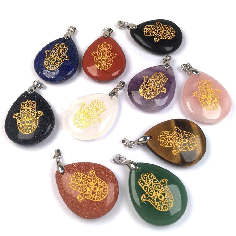4651 5pcs Natural Stone Pendant,Natural Water Drop Shape Stone Pendants